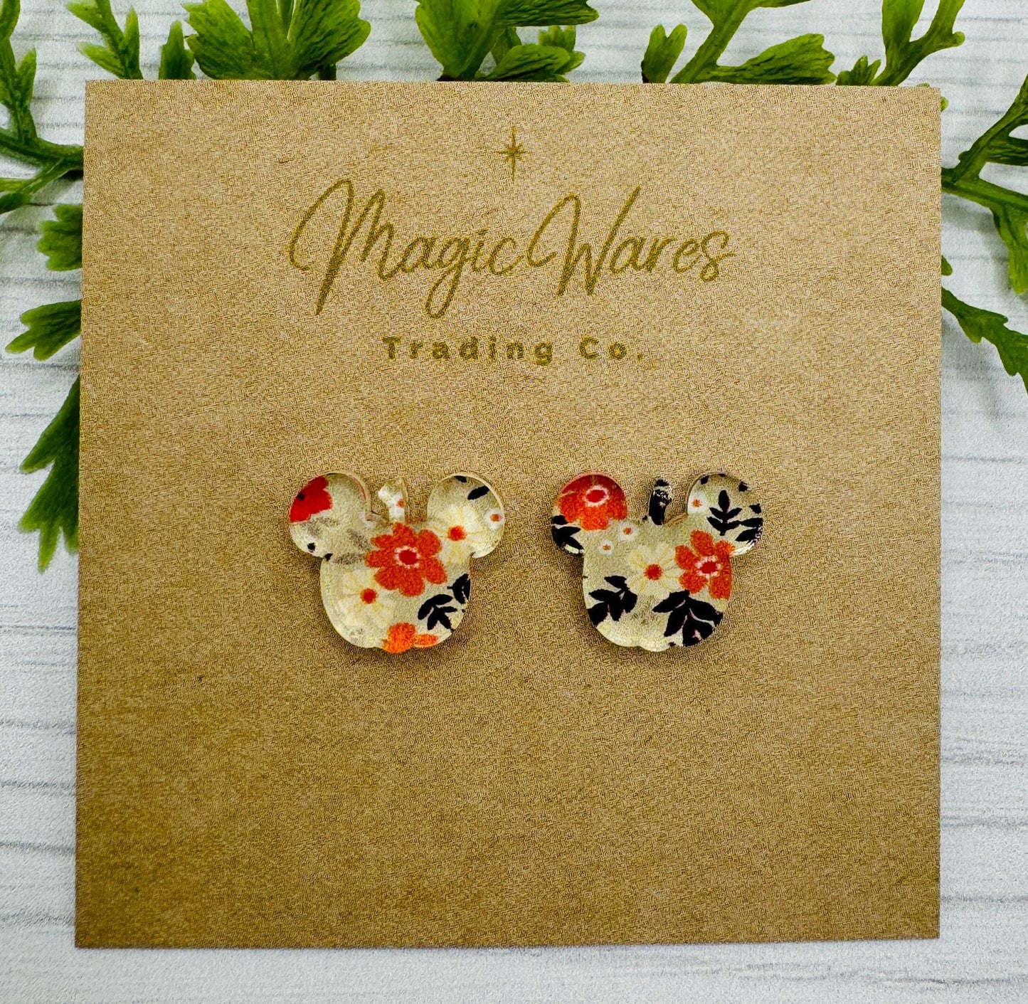 Pumpkin Floral Mouse Stud, Laser cut Floral crystal acrylic stud earrings, Halloween Pumpkin Earrings, Pumpkin stud earrings