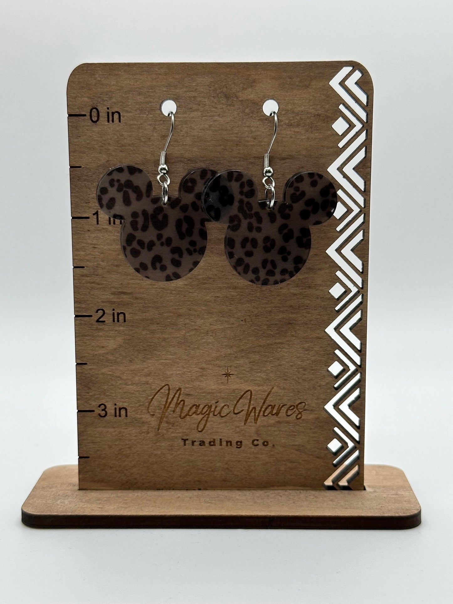Gray Leopard, Laser Cut Dangle Earrings, Semi transparent Leopard acrylic, Mouse head Dangle Earrings, Made to order