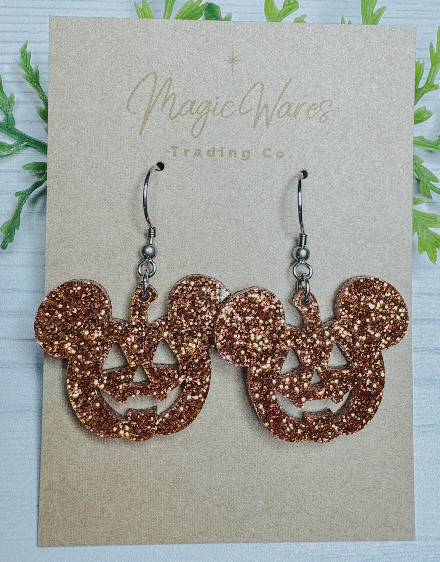 Pumpkin Glitter Jack o Lantern Mouse Dangle Earrings, Laser cut Pumpkin Spice glitter Acrylic Earrings, Lightweight Halloween Earrings