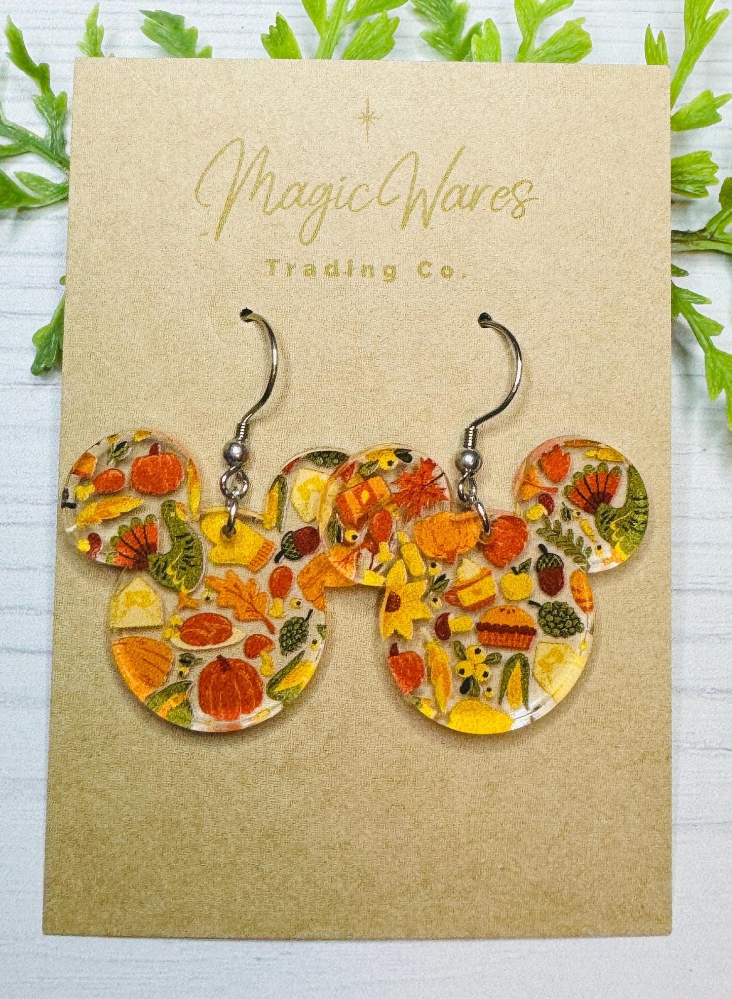 Harvest Mouse head Earrings, Laser Cut Thanksgiving patterned Crystal Acrylic Earrings, Dangle Earrings Fall Earrings