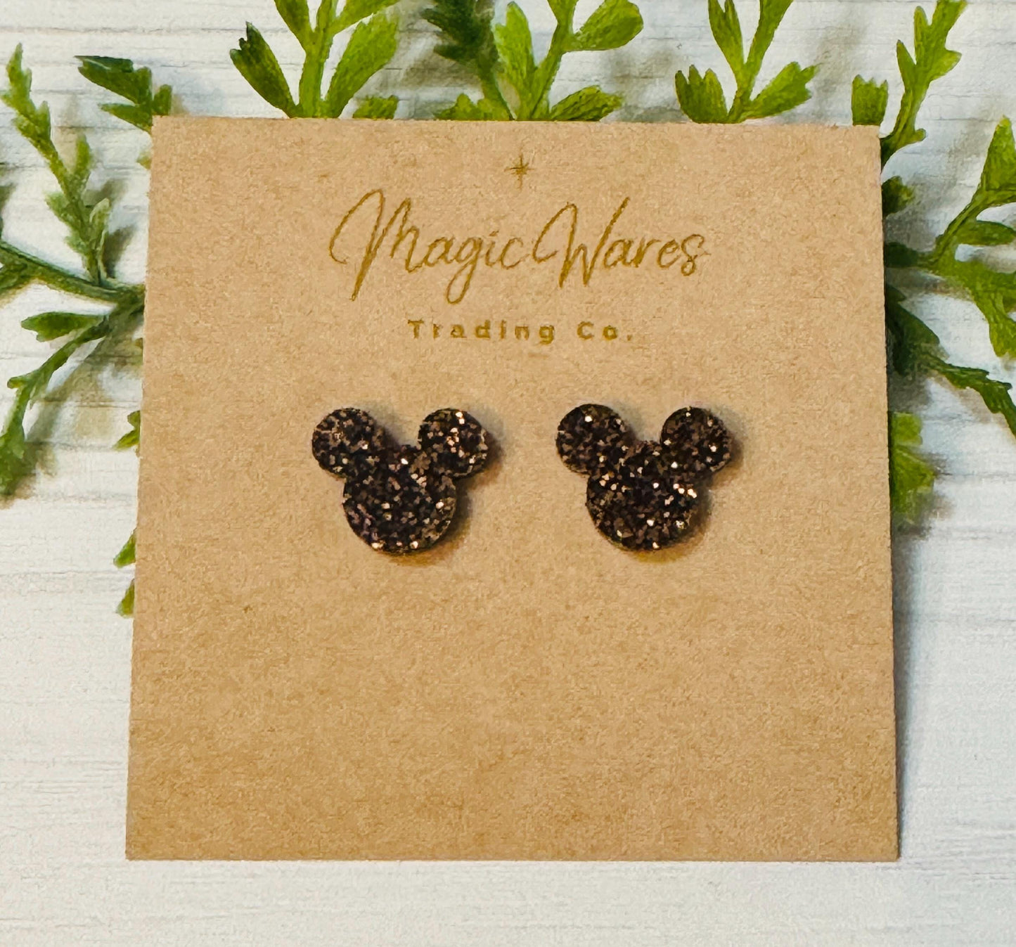 Mocha Brown Glitter Stud, Laser cut Earrings, Made to order, Laser Engraved, Pierced Earlobe, Stainless Steel, Post earrings