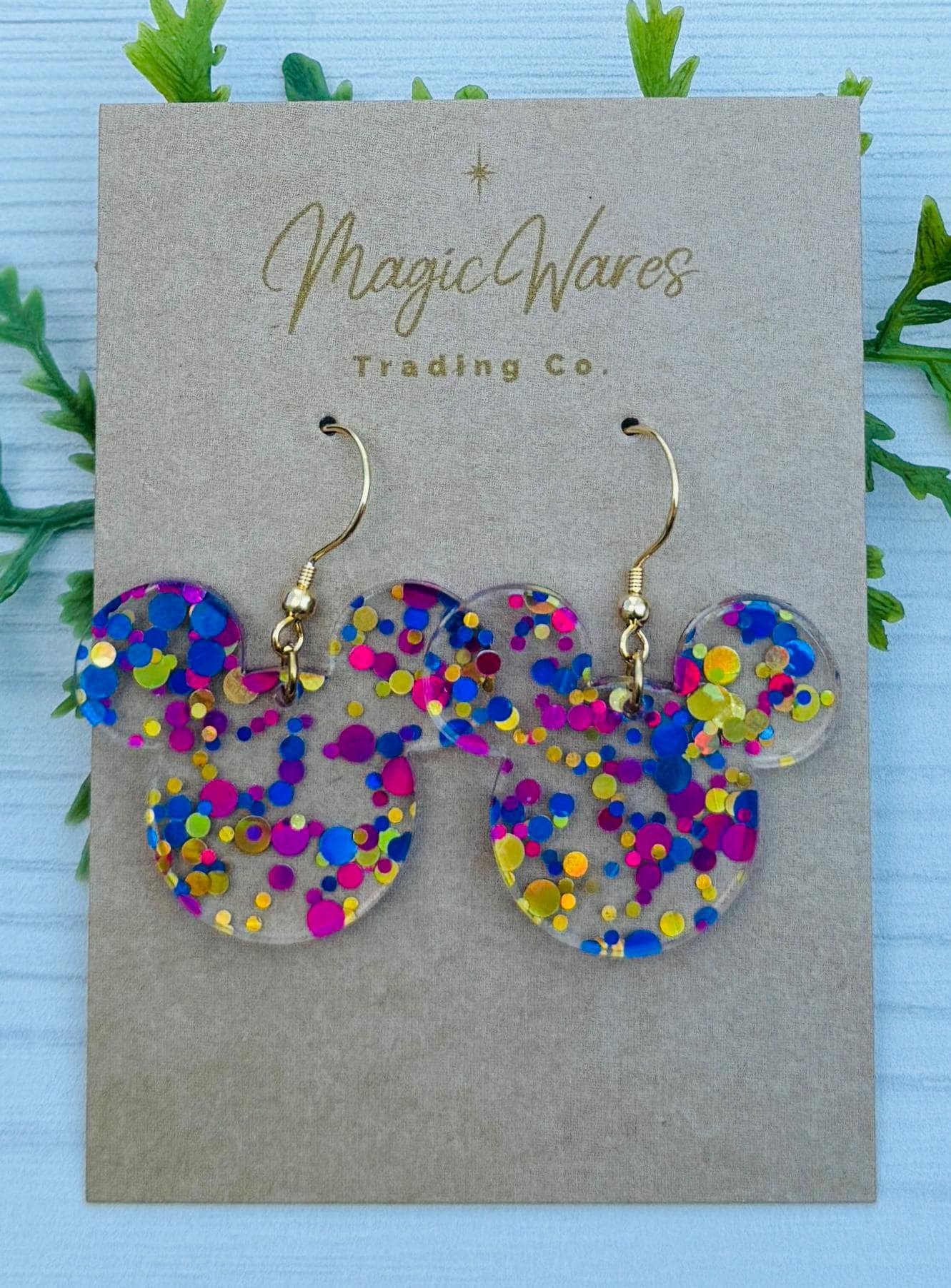 Core Memory Glitter Dots Earrings, Dot Glitter Acrylic Mouse head dangle earrings Colorful Glitter Dot Earrings