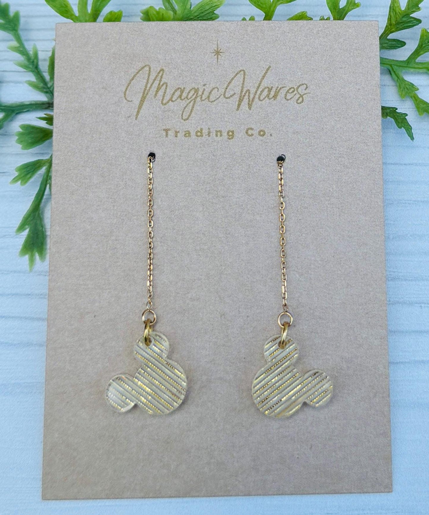 Golden Threader Earrings, Delicate Gold Chain Earrings, Mouse Gem Dangle Threader Earrings