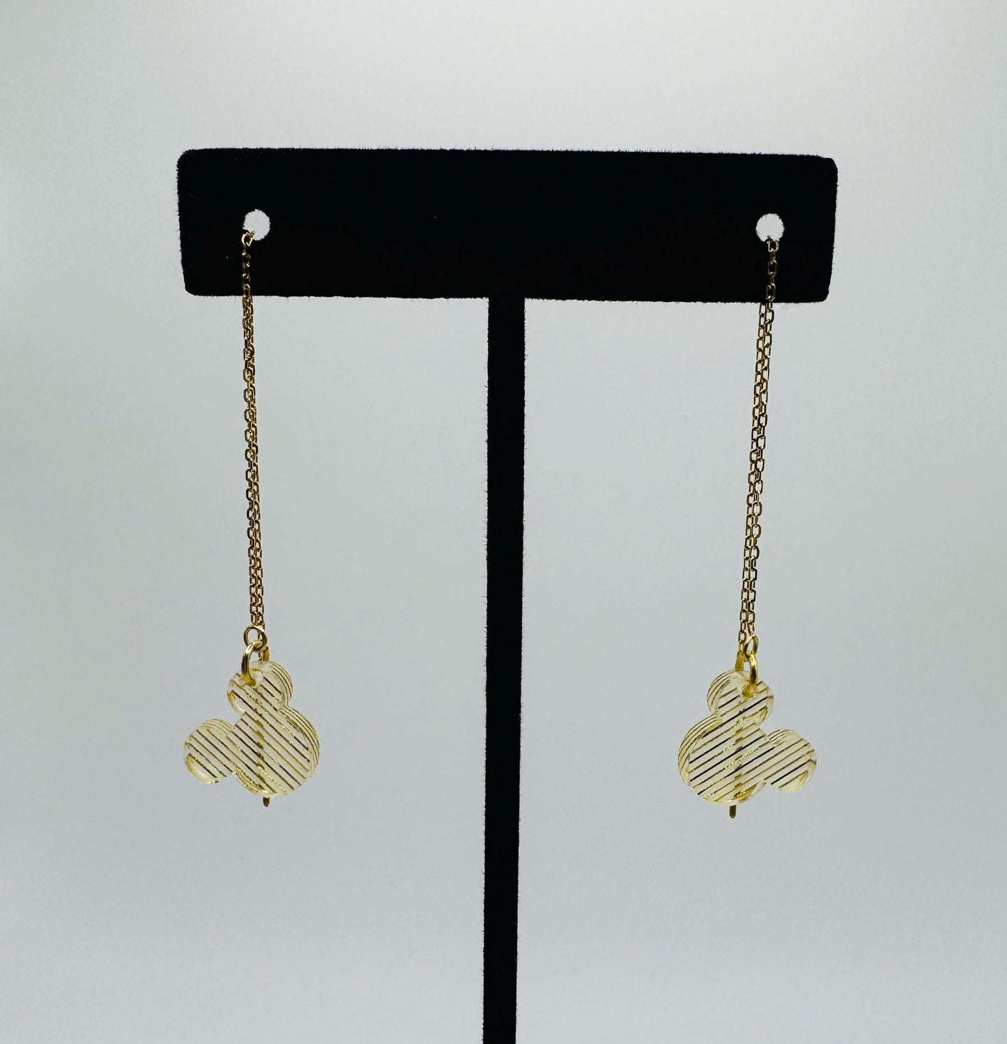 Golden Threader Earrings, Delicate Gold Chain Earrings, Mouse Gem Dangle Threader Earrings