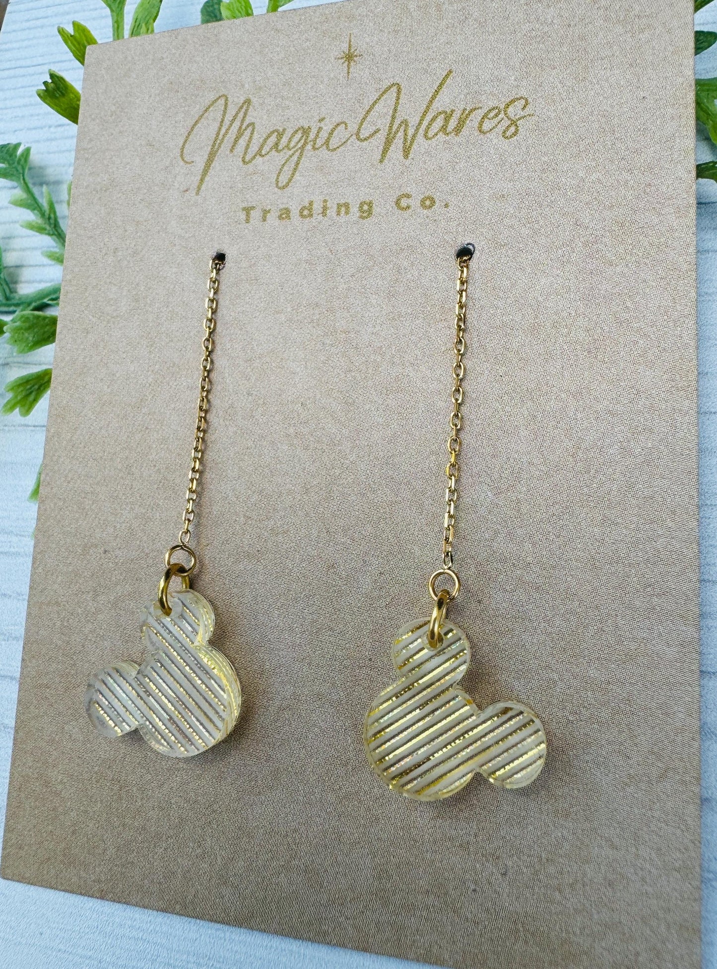 Golden Threader Earrings, Delicate Gold Chain Earrings, Mouse Gem Dangle Threader Earrings