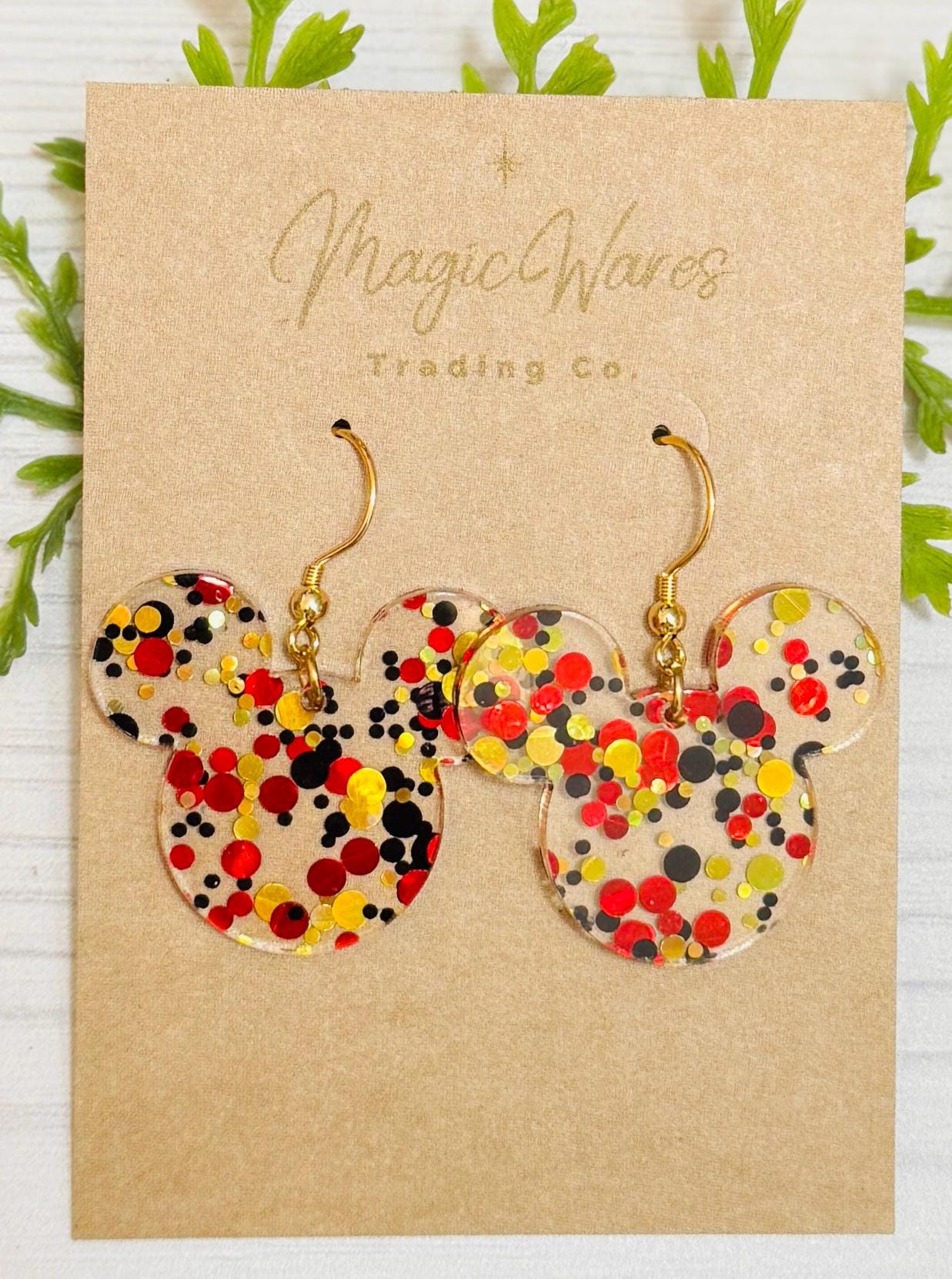 Mickey Dots Mouse head shaped Dangle Earrings, Laser cut Glitter Dot Acrylic Earrings, Glitter earrings, Mickeys Birthday Earrings