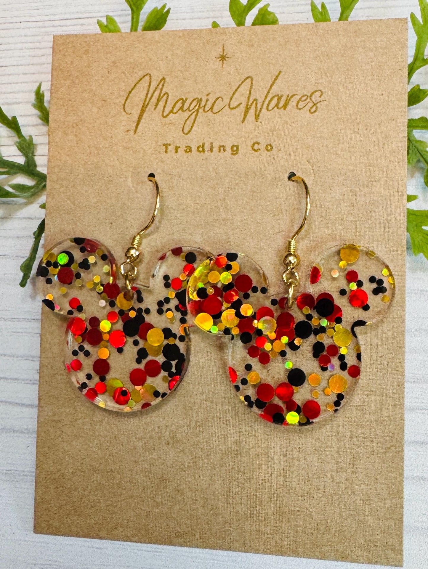 Mickey Dots Mouse head shaped Dangle Earrings, Laser cut Glitter Dot Acrylic Earrings, Glitter earrings, Mickeys Birthday Earrings