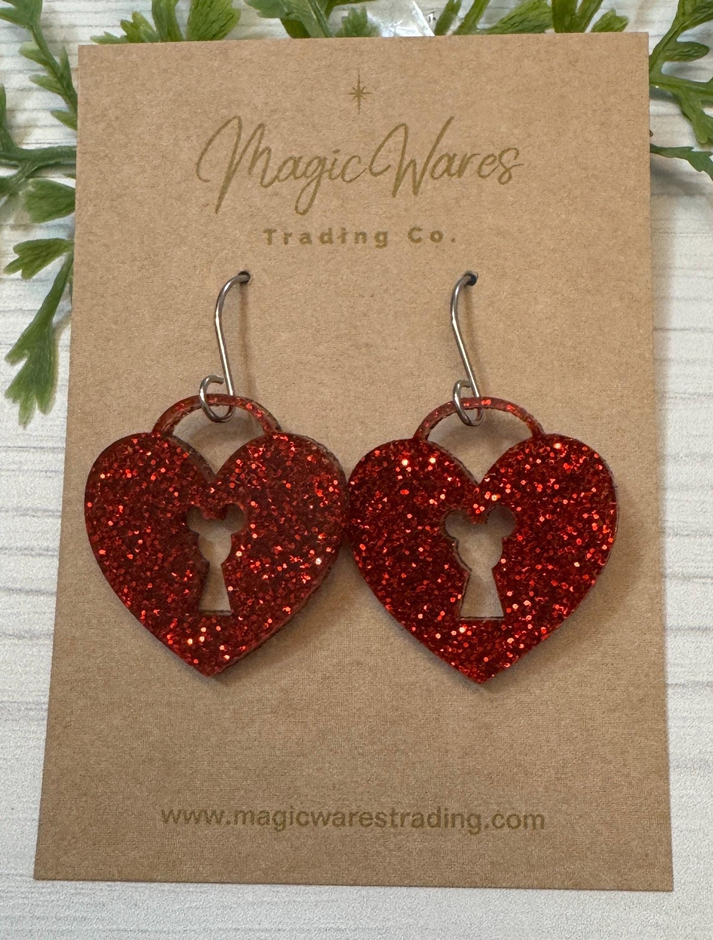Hearts Lock Valentine Dangle Earrings, Laser cut Red Glitter Acrylic Dangle Earrings, Valentines Day Earrings, Gift for Valentines Day