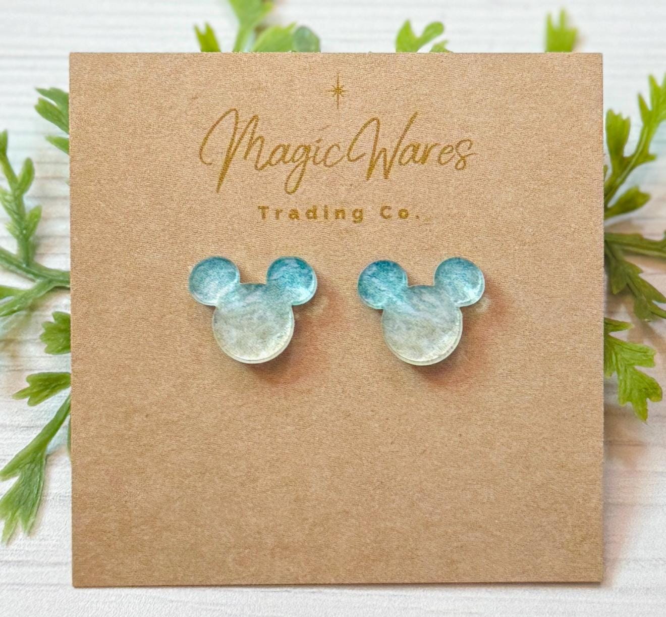 Ocean Mouse Stud Earrings, Ocean Water Acrylic Post Earrings, Laser cut acrylic Pierced Earlobe earrings, Beach Earrings
