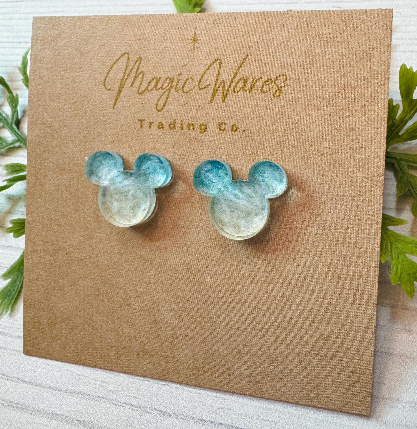 Ocean Mouse Stud Earrings, Ocean Water Acrylic Post Earrings, Laser cut acrylic Pierced Earlobe earrings, Beach Earrings