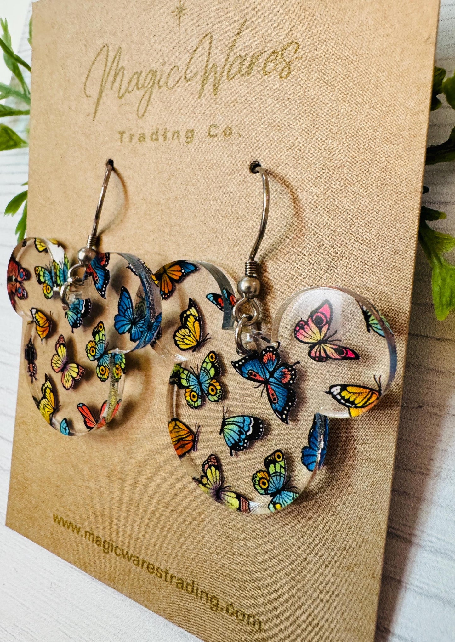 Colorful Butterfly Mouse head Dangle Earrings, Laser Cut Butterfly patterned Crystal Acrylic Earrings, Dangle Earrings, Handmade Earrings