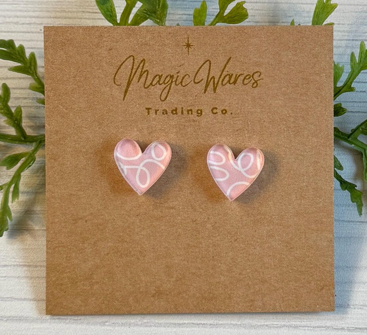 Heart Valentine Snack Cake Stud Earrings, Laser Cut Pink Acrylic Post Earrings, Valentines Day earrings, hypoallergenic earrings