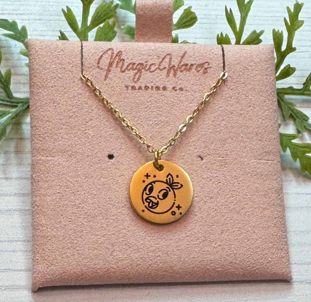 Florida Bird Engraved Stainless Steel Necklace, Laser Engraved Necklace, Epcot Inspired Flower and Garden Necklace, Personalized Jewelry