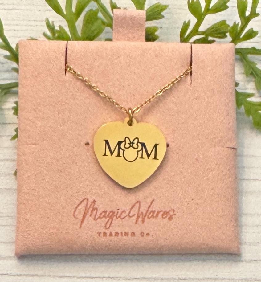 Mom Engraved Stainless Steel Necklace, Silver or Gold Laser Engraved Necklace, Most Magical Mom Necklace, Gift for Mom, Mothers Day Gift