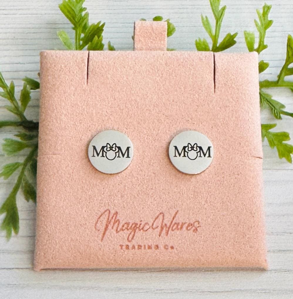 Mom Engraved Stud Earrings, Stainless Steel Post Earrings, Mothers Day Earrings, Engraved Earrings, Gift for Mom