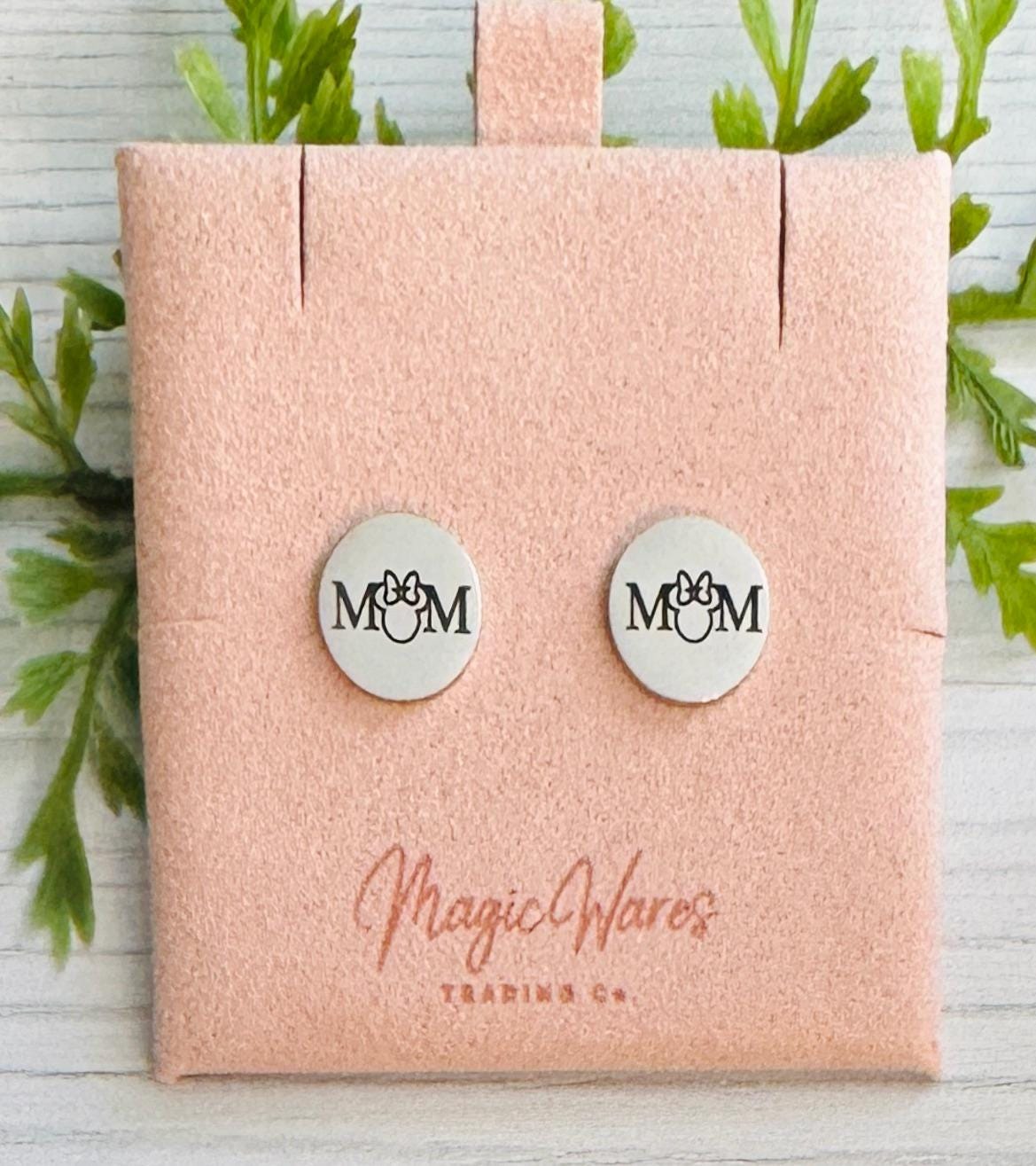 Mom Engraved Stud Earrings, Stainless Steel Post Earrings, Mothers Day Earrings, Engraved Earrings, Gift for Mom