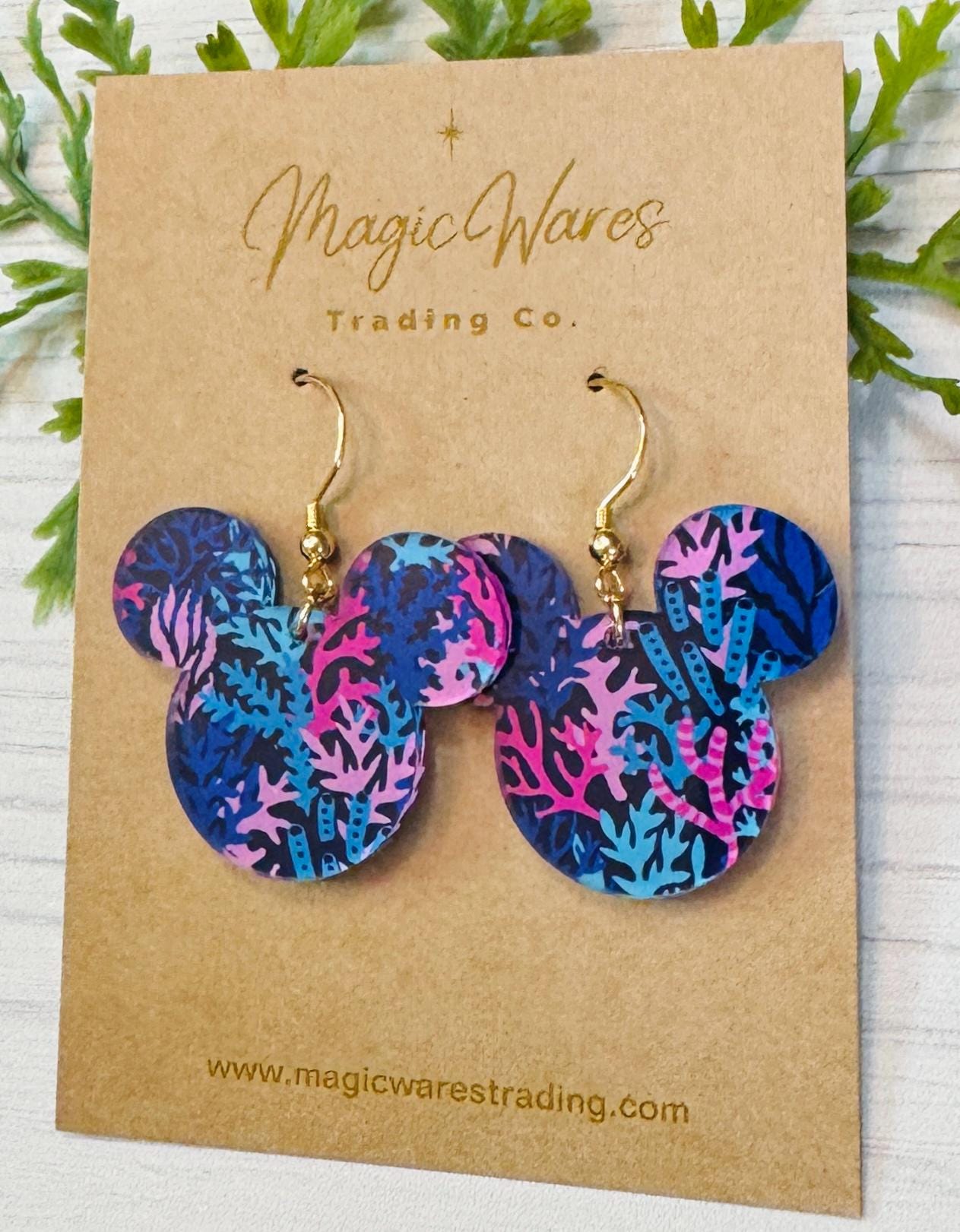 Coral Reef Mouse head Laser cut Acrylic Earrings, Colorful Coral Pattern Acrylic Earrings, Summer earrings, Under the Sea, Beach earrings