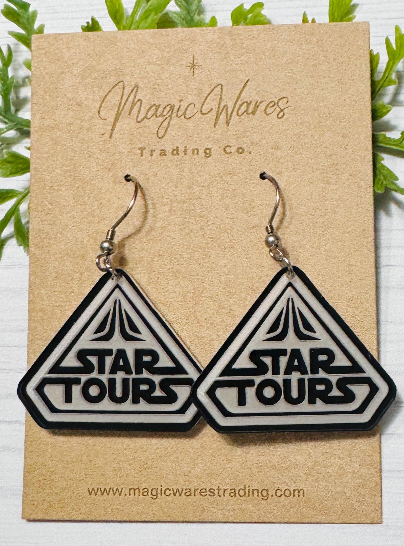 Star Tours Laser cut Acrylic Earrings, Star Wars inspired Dangle earrings, May the Fourth Earrings, Gift for Star Wars fan earrings