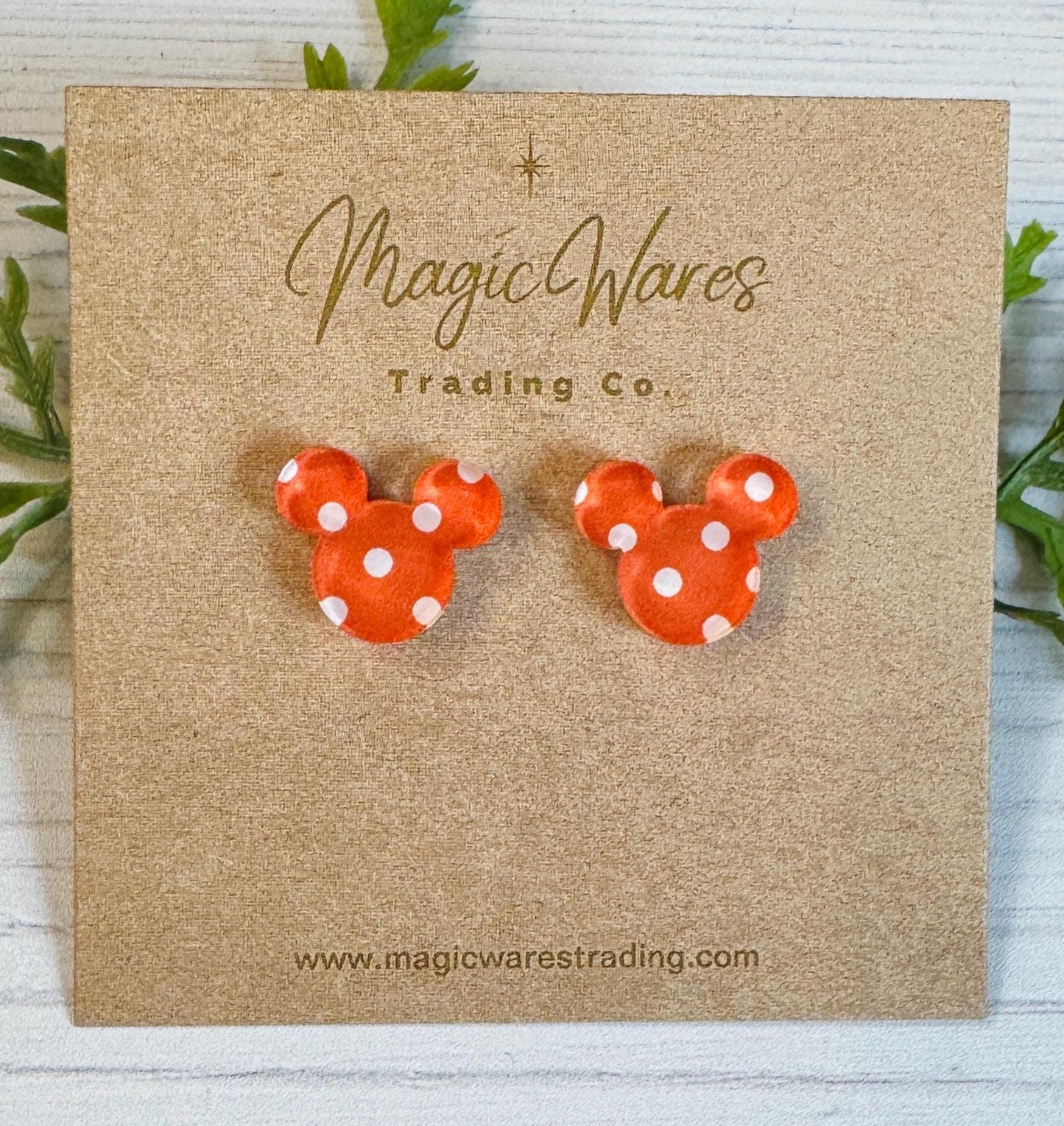 Orange Polka Dot Stud Earring, Orange with white polka dots acrylic laser cut post earrings, Halloween earrings, Halloween party earrings
