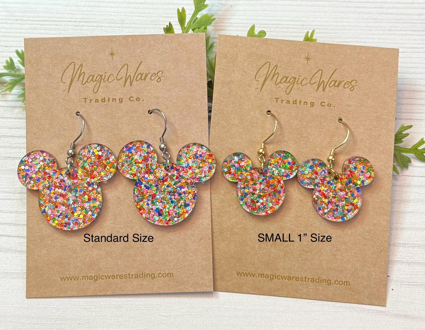 Monsters Glitter Mouse head Dangle Earrings, NEW smaller size available, Laser cut Lightweight Acrylic, Sully inspired, Stitch inspired