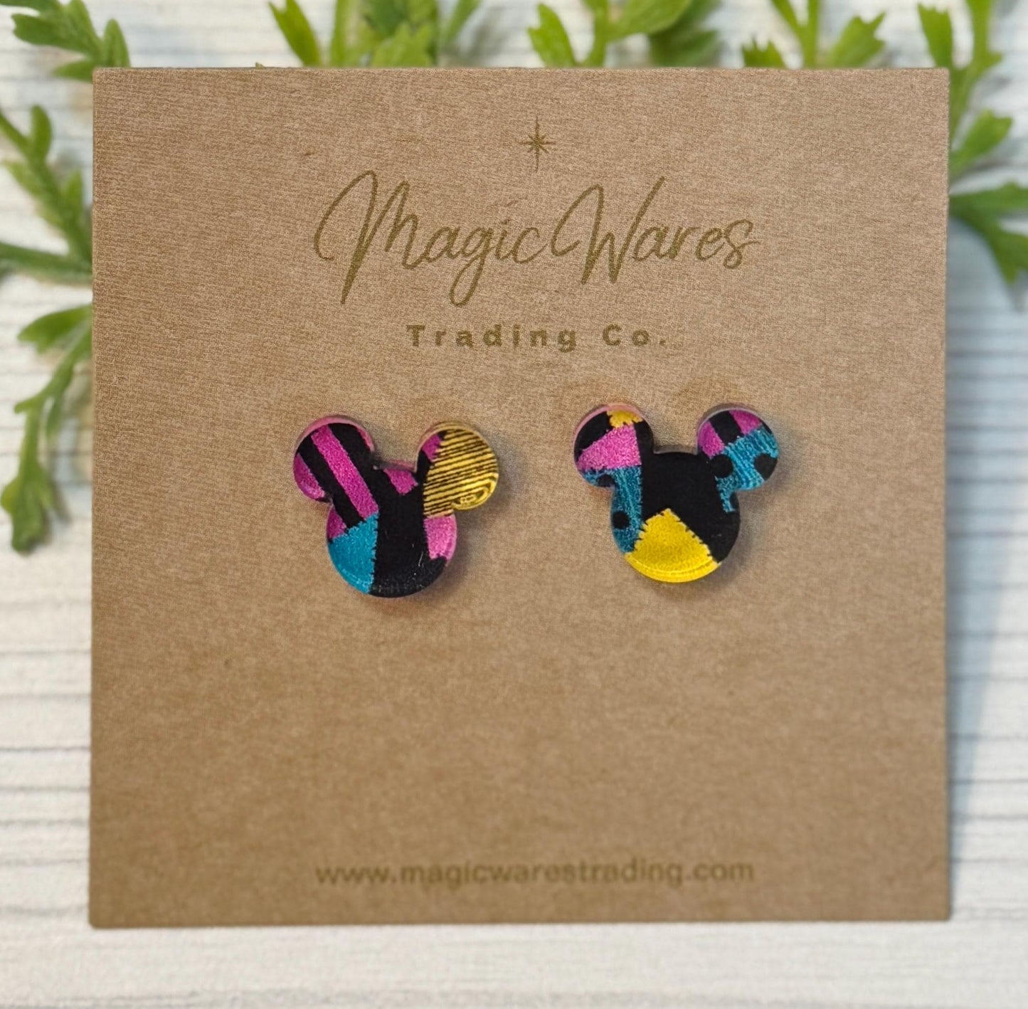 Sally Patchwork Stud Earrings, Laser Cut Acrylic Post Earrings, NBC inspired Earrings, Pierced Earlobe Post earrings, Halloween Earrings