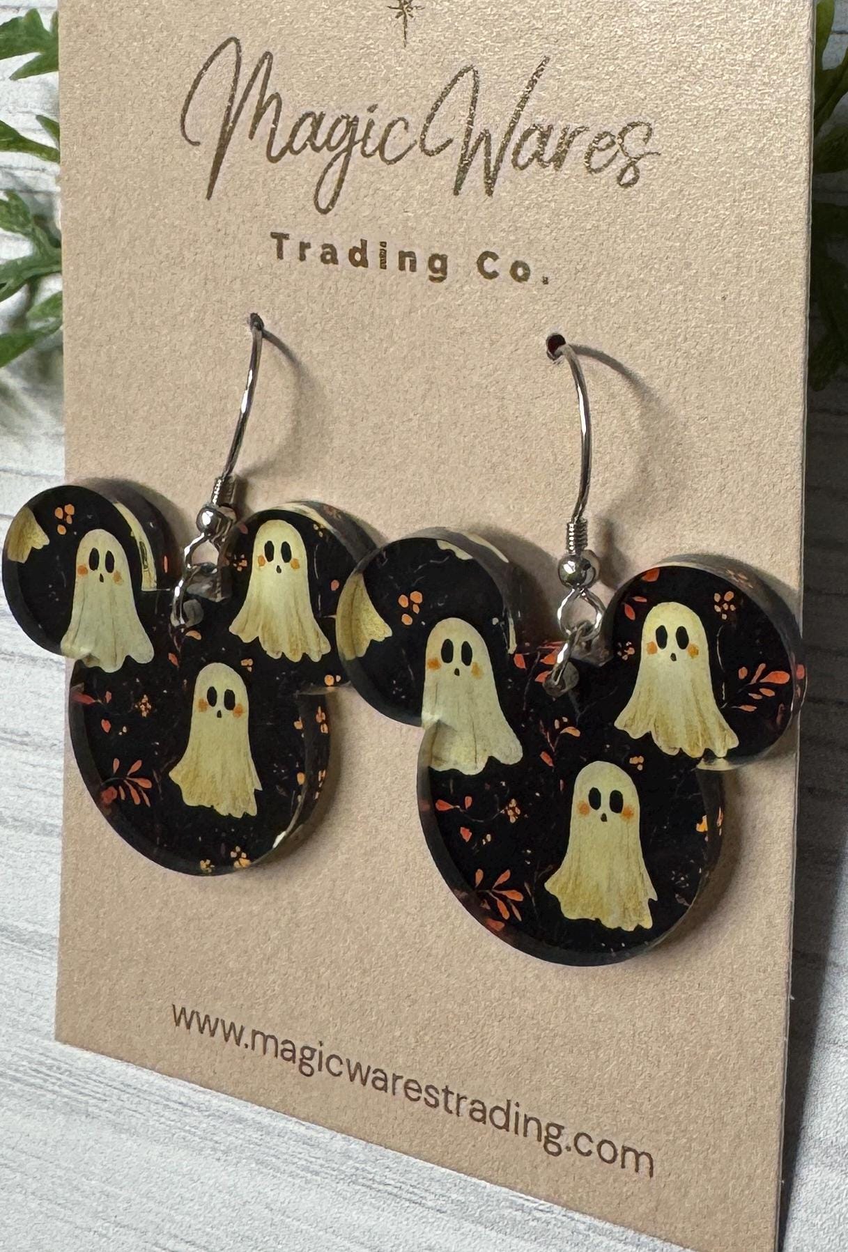 Cute Ghosties Mouse Earrings: Laser Cut Halloween Dangle Earrings