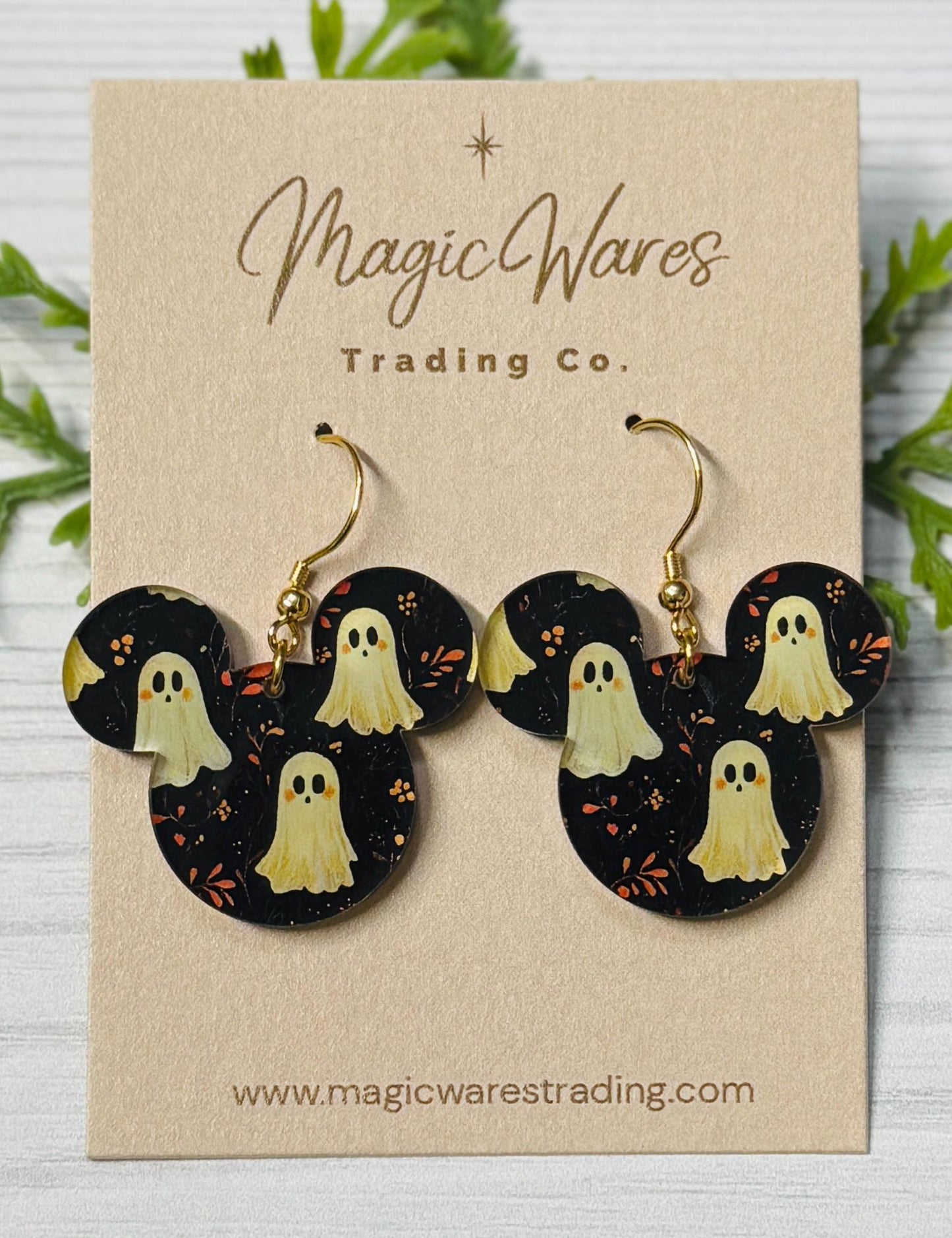 Cute Ghosties Mouse Earrings: Laser Cut Halloween Dangle Earrings