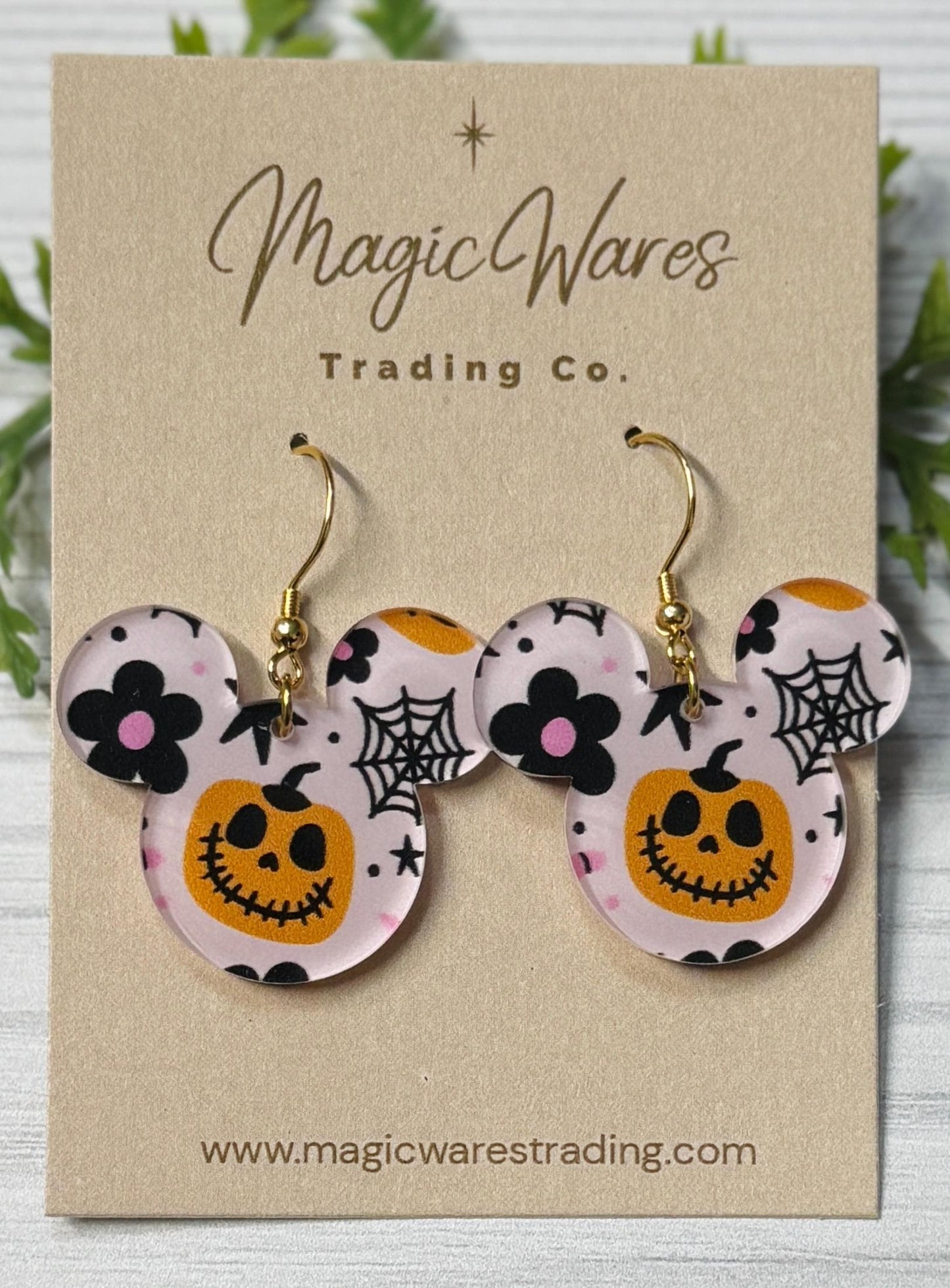 Jack Pumpkin Mouse Earrings: Laser Cut Halloween Dangle Earrings