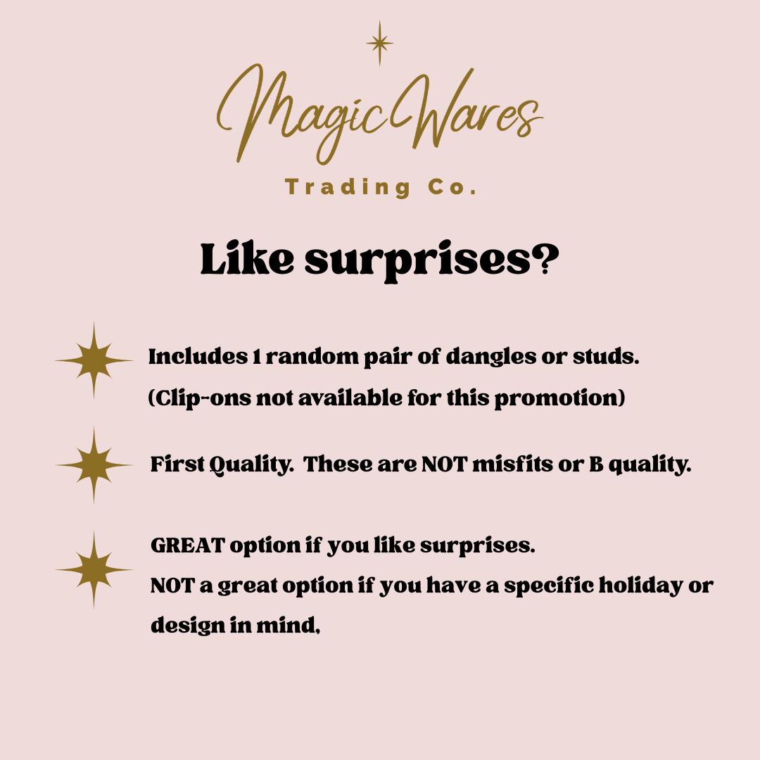 Mystery Earrings, Choose from Dangles or Studs