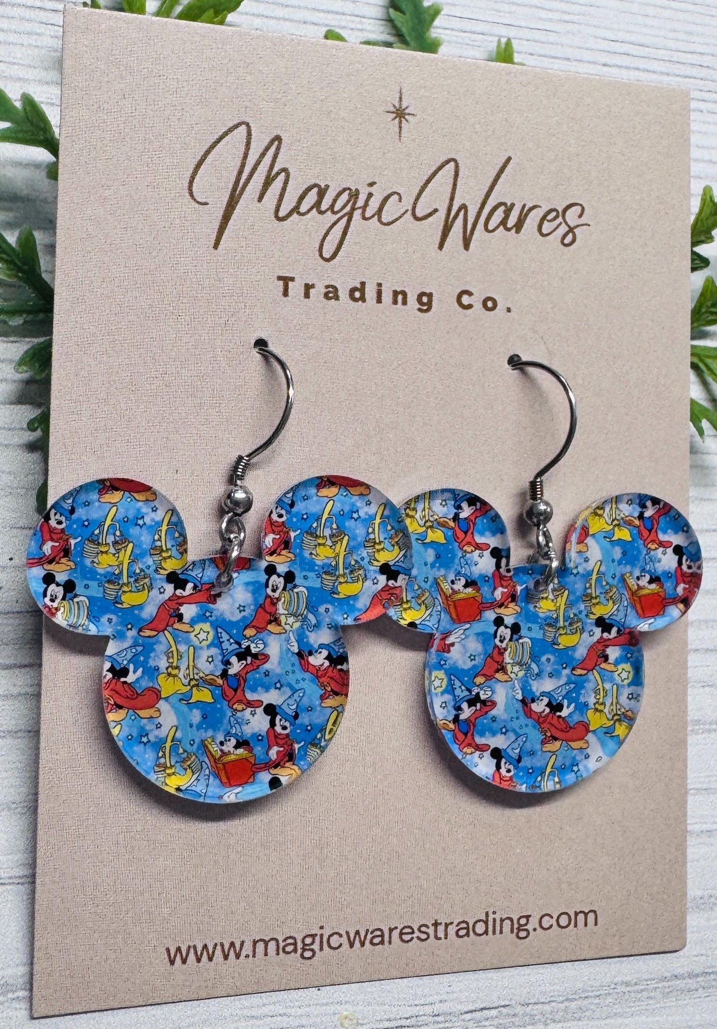Sorcerer Mouse Acrylic Earrings, Lightweight Fantasmic inspired dangles