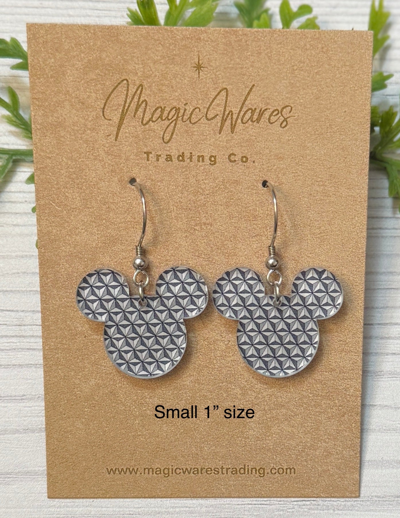 Spaceship Mouse Dangle Earring, Gray Geometric Pattern Acrylic, Mouse head shaped Laser cut Acrylic Earrings, Lightweight dangle earrings