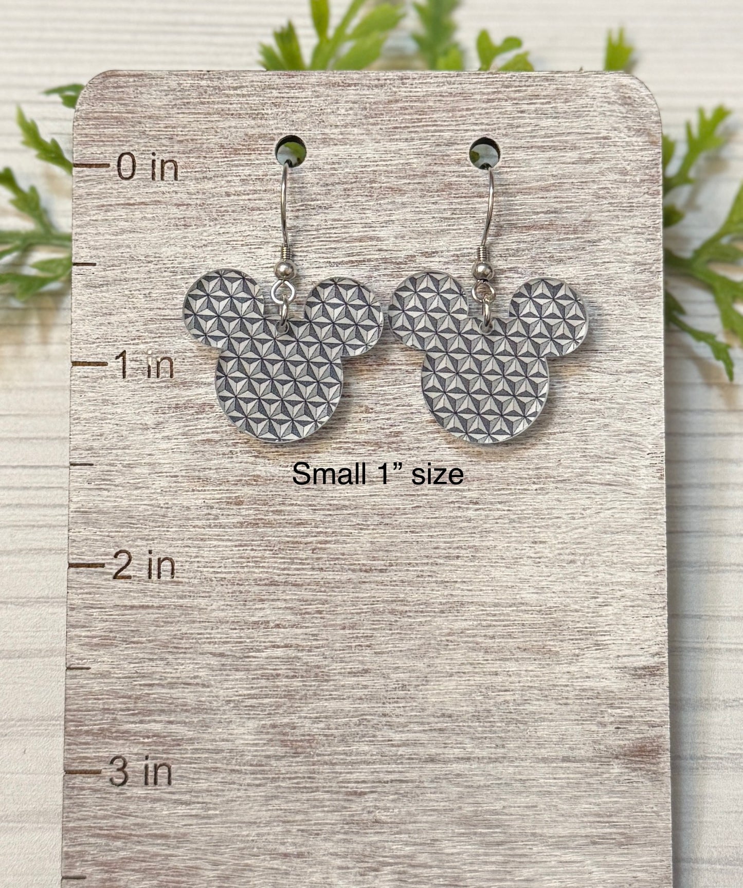 Spaceship Mouse Dangle Earring, Gray Geometric Pattern Acrylic, Mouse head shaped Laser cut Acrylic Earrings, Lightweight dangle earrings
