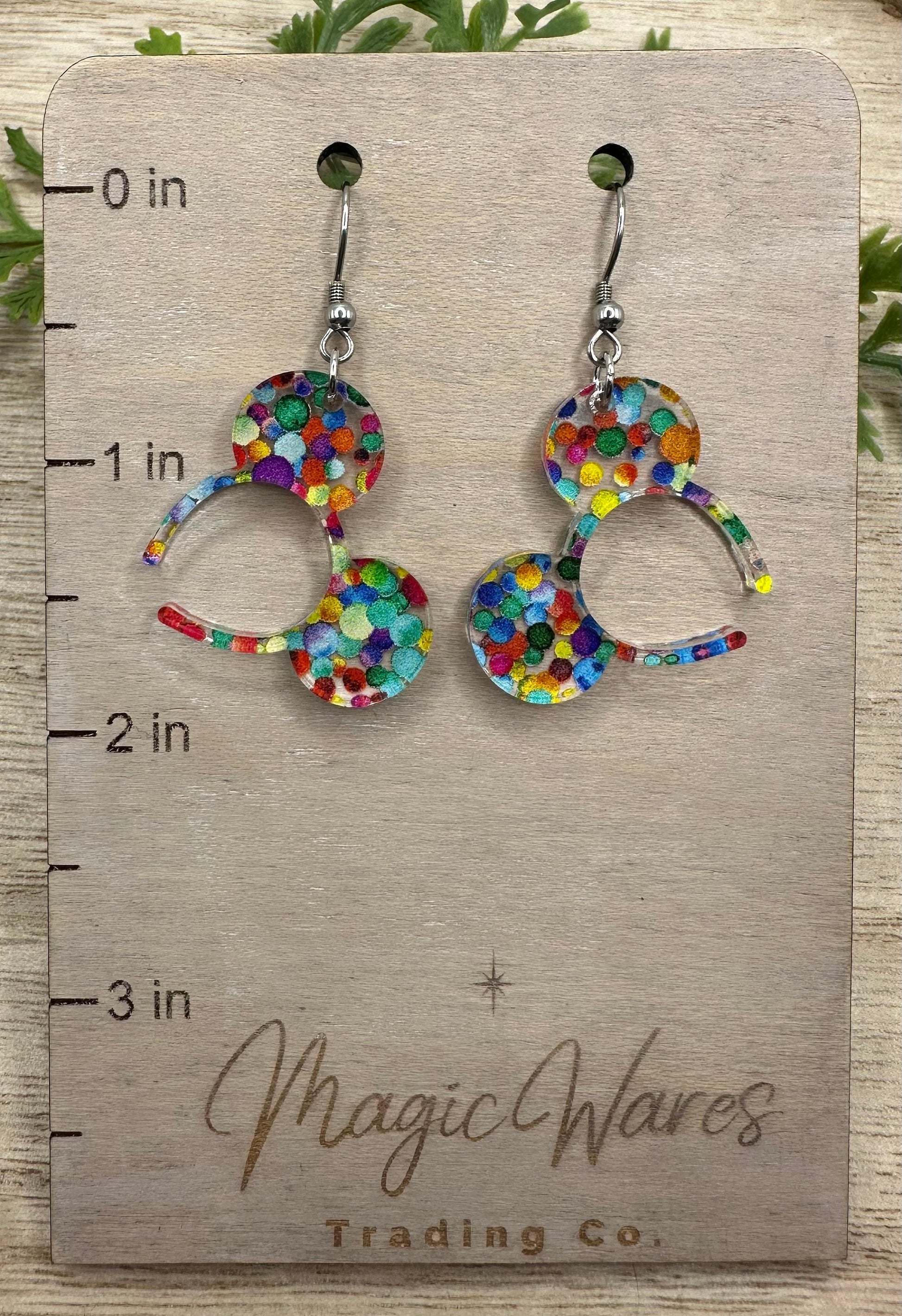 Leopard Mouse Ears headband dangle earring, Laser cut Tan leopard patterned Acrylic Earrings Animal Kingdom Earrings