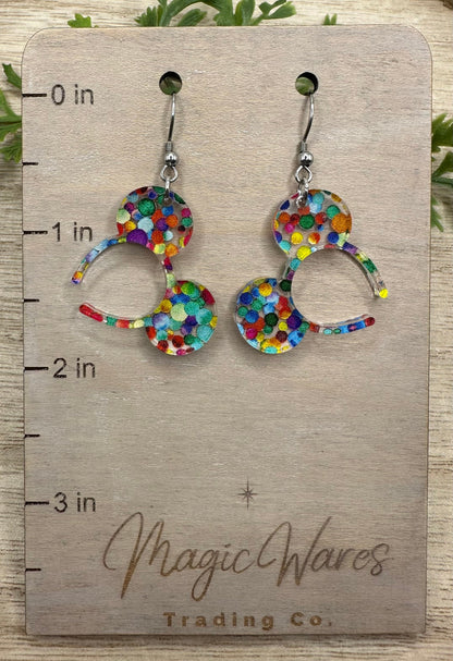 Leopard Mouse Ears headband dangle earring, Laser cut Tan leopard patterned Acrylic Earrings Animal Kingdom Earrings