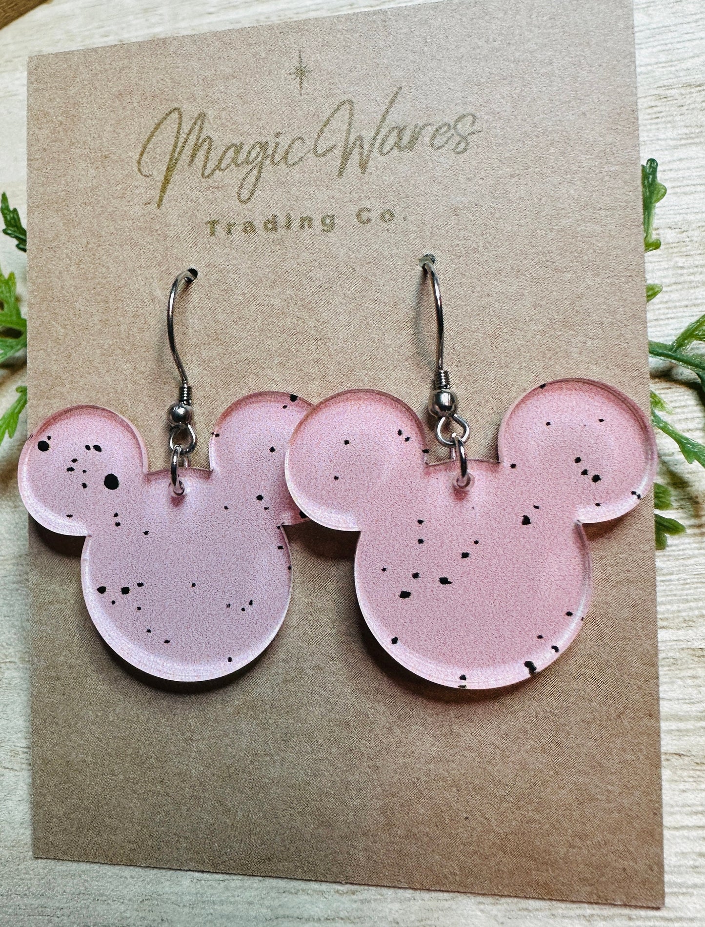 Speckled Egg Mouse Head Earrings, 3 Color Choices Laser cut Speckled Egg Patterned Crystal Acrylic Earrings, Easter Earrings