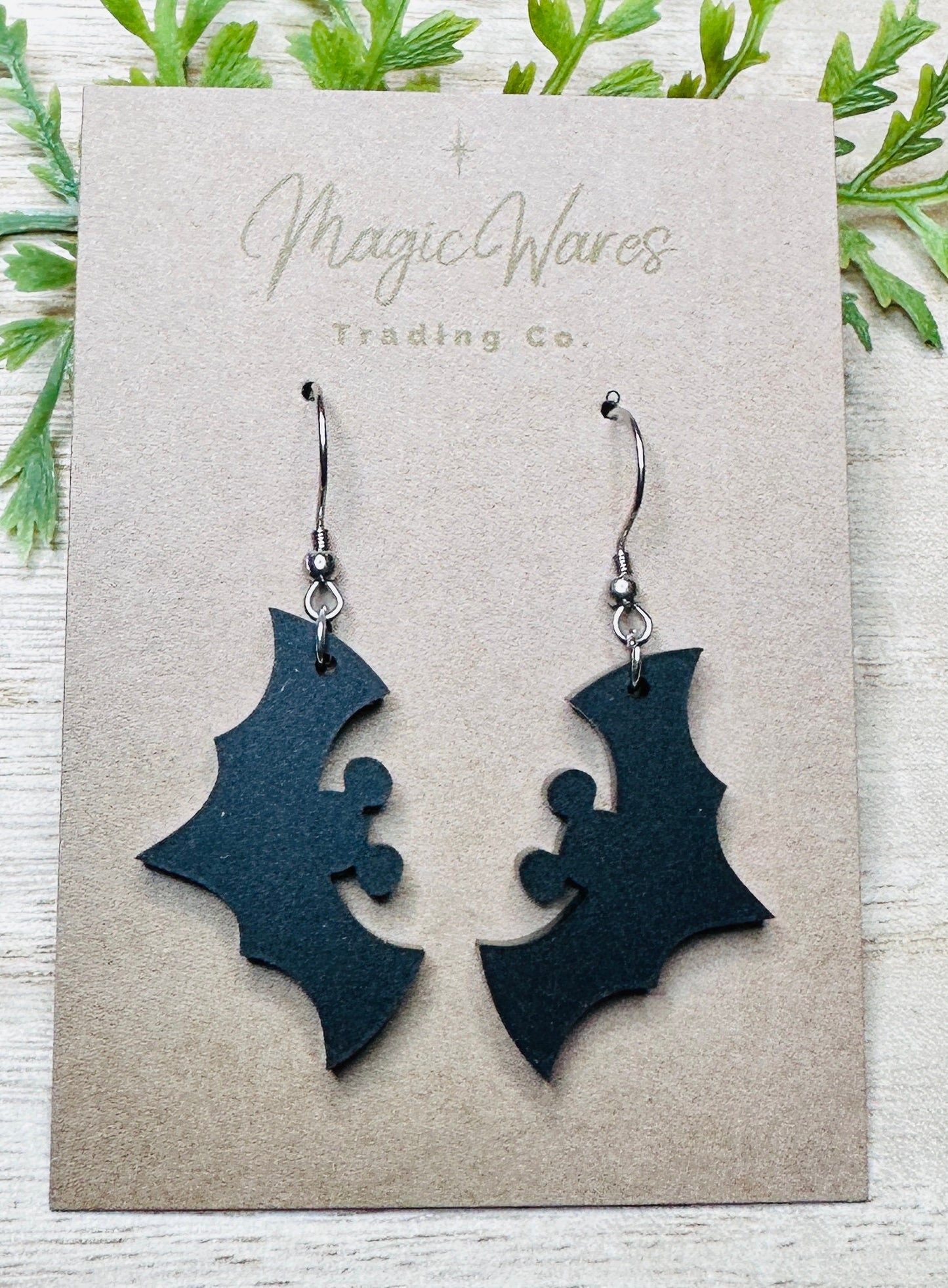 Vampire Mouse, Bat shaped Laser Cut Dangle Earring, Matte Black Acrylic Earrings, Halloween earrings