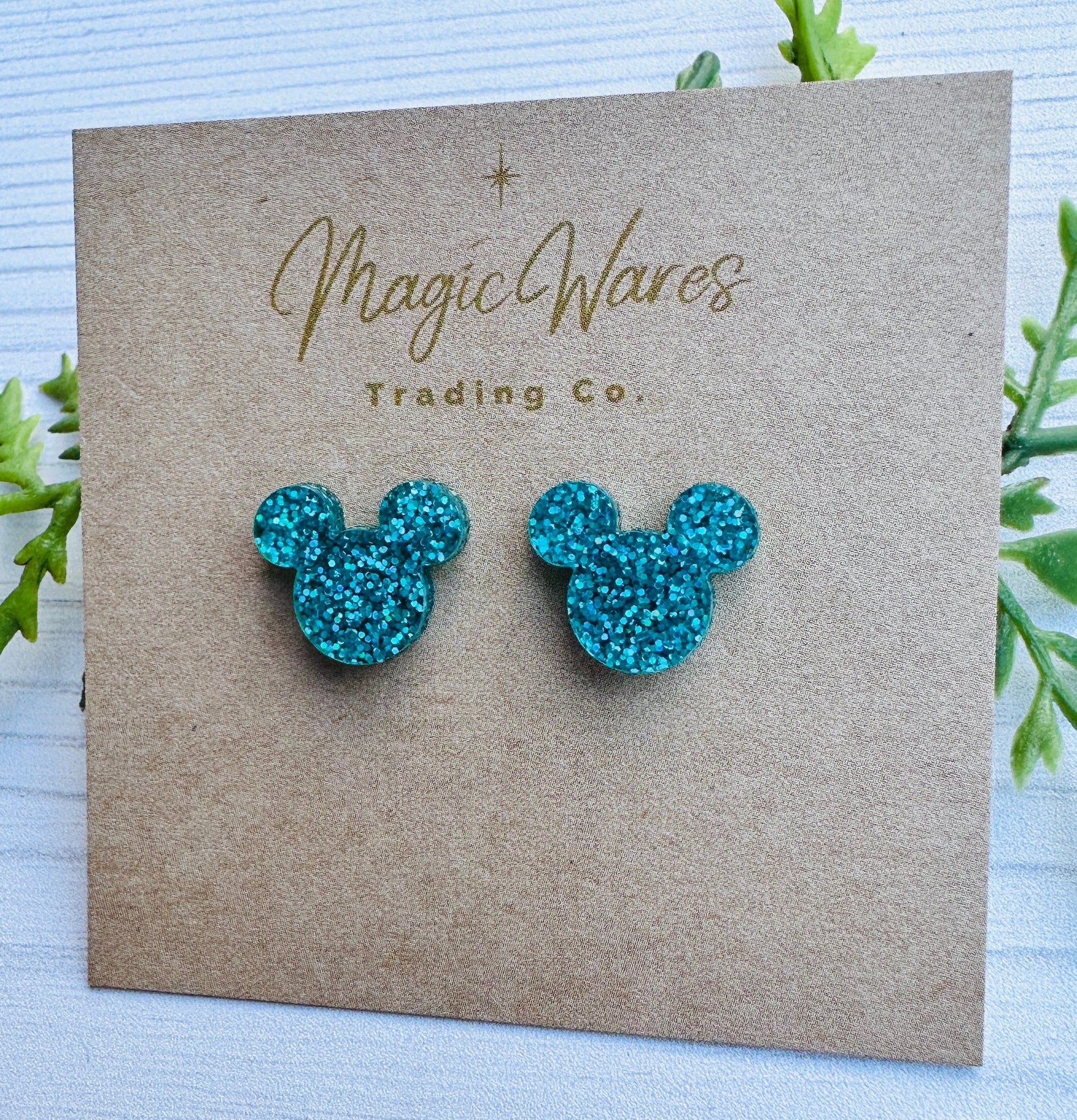 Teal Glitter Stud, Laser cut Earrings, Made to order, Laser Engraved, Pierced Earlobe, Stainless Steel, Post earrings