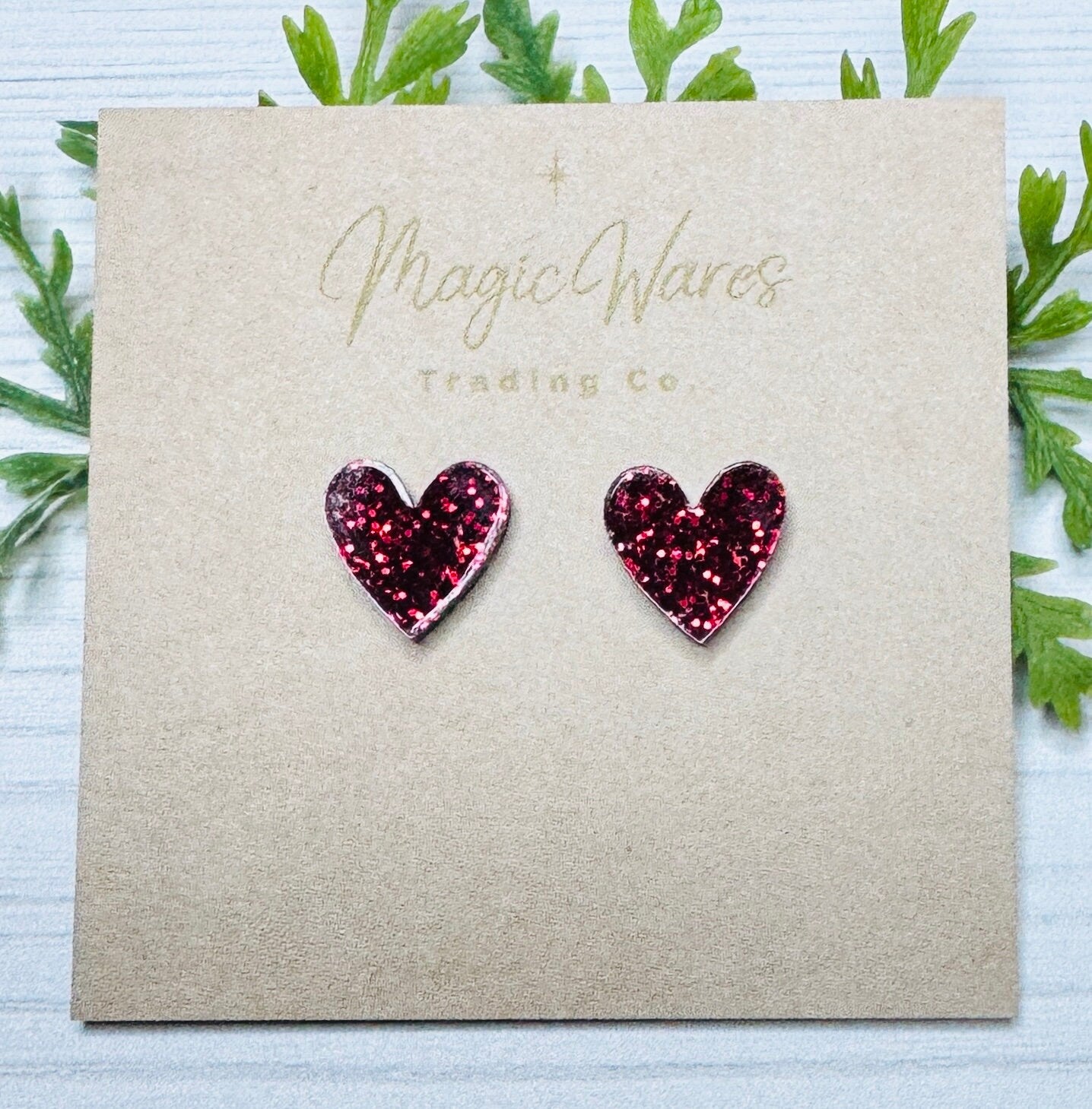 Heart Stud Earrings Red Glitter Laser Cut Glitter Acrylic Post Earrings Pierced Earlobe Glitter Valentines Day earrings hypoallergenic