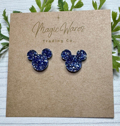 Royal Blue Glitter Stud, Laser cut Post Earrings Made to order, Pierced Earlobe Stainless Steel Post earrings