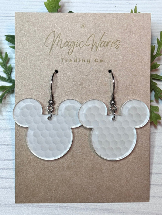 Golf Mouse, Laser Cut Golf Ball patterned Crystal Acrylic Earrings, Gift for Mom Dangle Earrings Golf Earrings