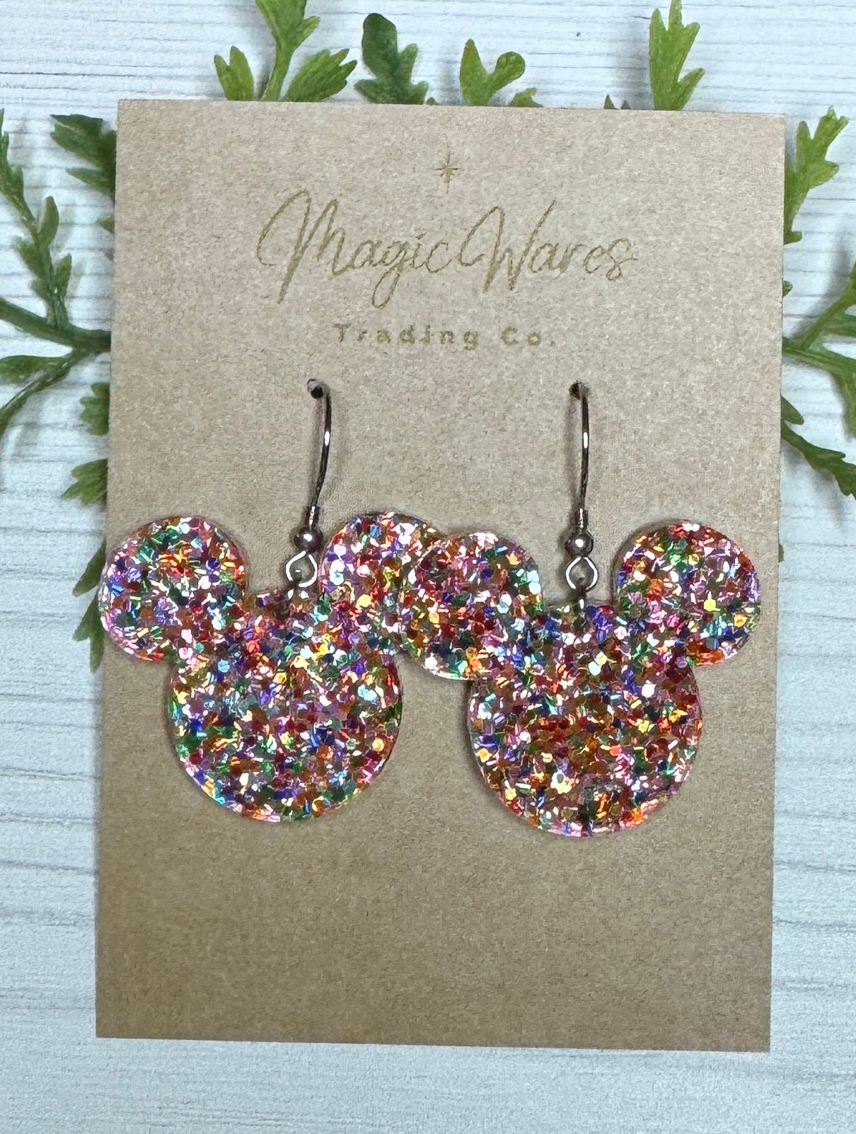 Confetti Glitter Mouse head Dangle Earrings, Laser cut Glitter Acrylic Earrings, Made to order glitter earrings