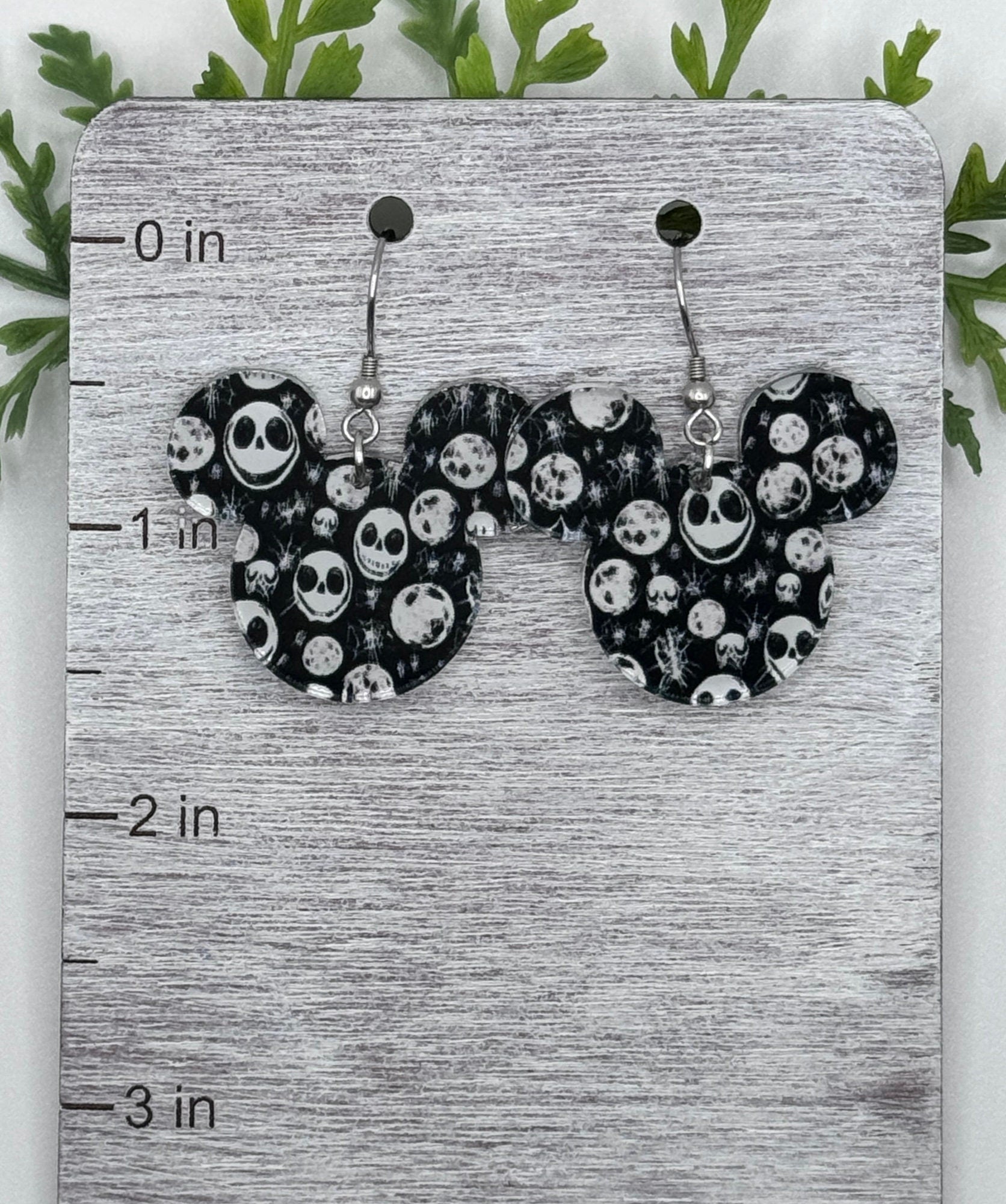 Scary Skellington Mouse Laser cut Dangle Earrings, Faces of Jack Patterned Crystal Acrylic Earrings, Halloween earrings, NBC earrings
