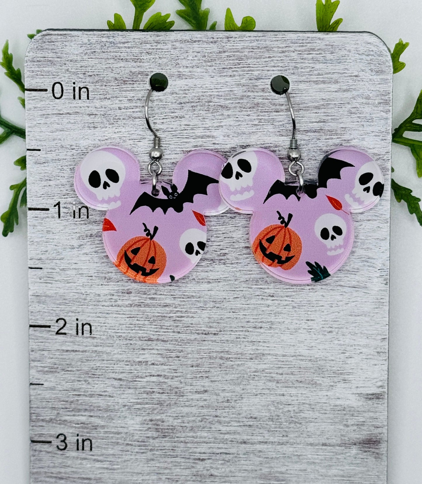 Pink Halloween Mouse Laser cut Dangle Earrings, Pink Crystal Acrylic Earrings, Halloween earrings, Not so scary Halloween Party earrings