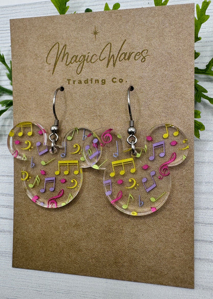 Music Notes Laser Cut Crystal Acrylic Earrings Dangle Earrings Music earrings teacher gift earrings
