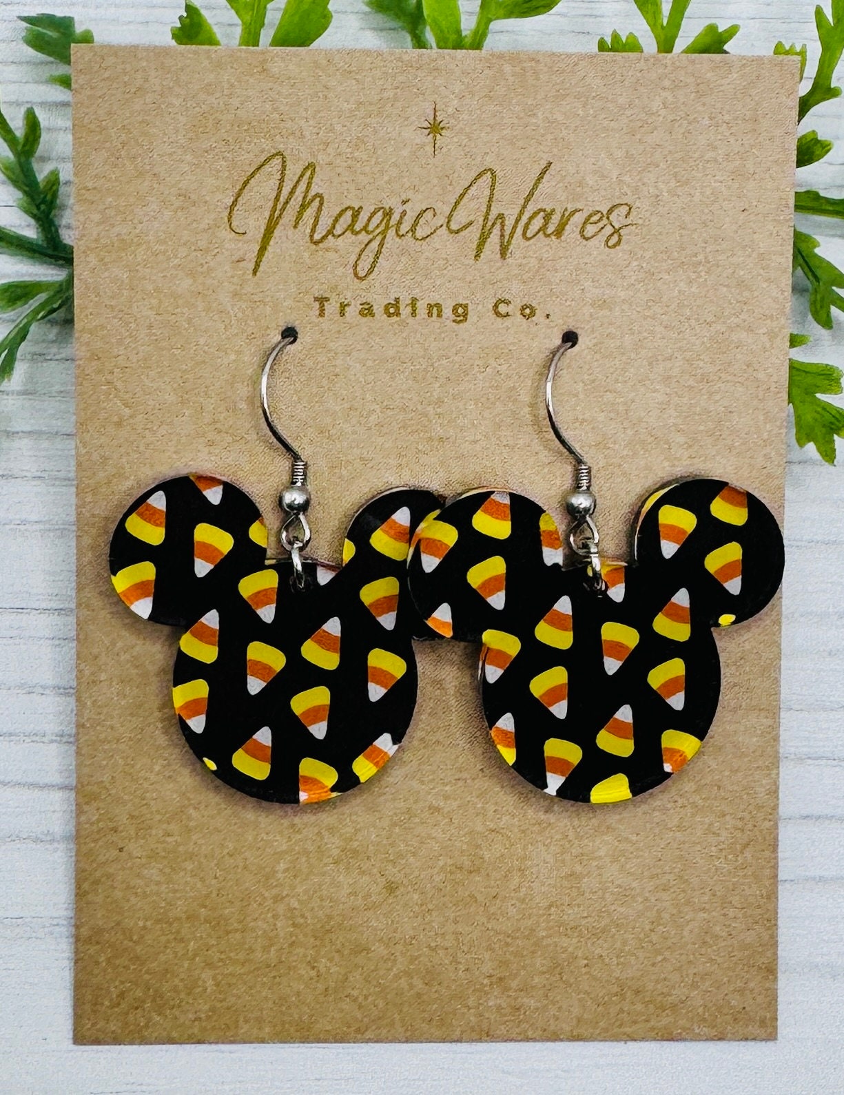 Candy Corn Acrylic Dangle Earrings, Candy Corn Pattern Crystal Acrylic Earrings, Halloween earrings Not So Scary Halloween Party Earrings