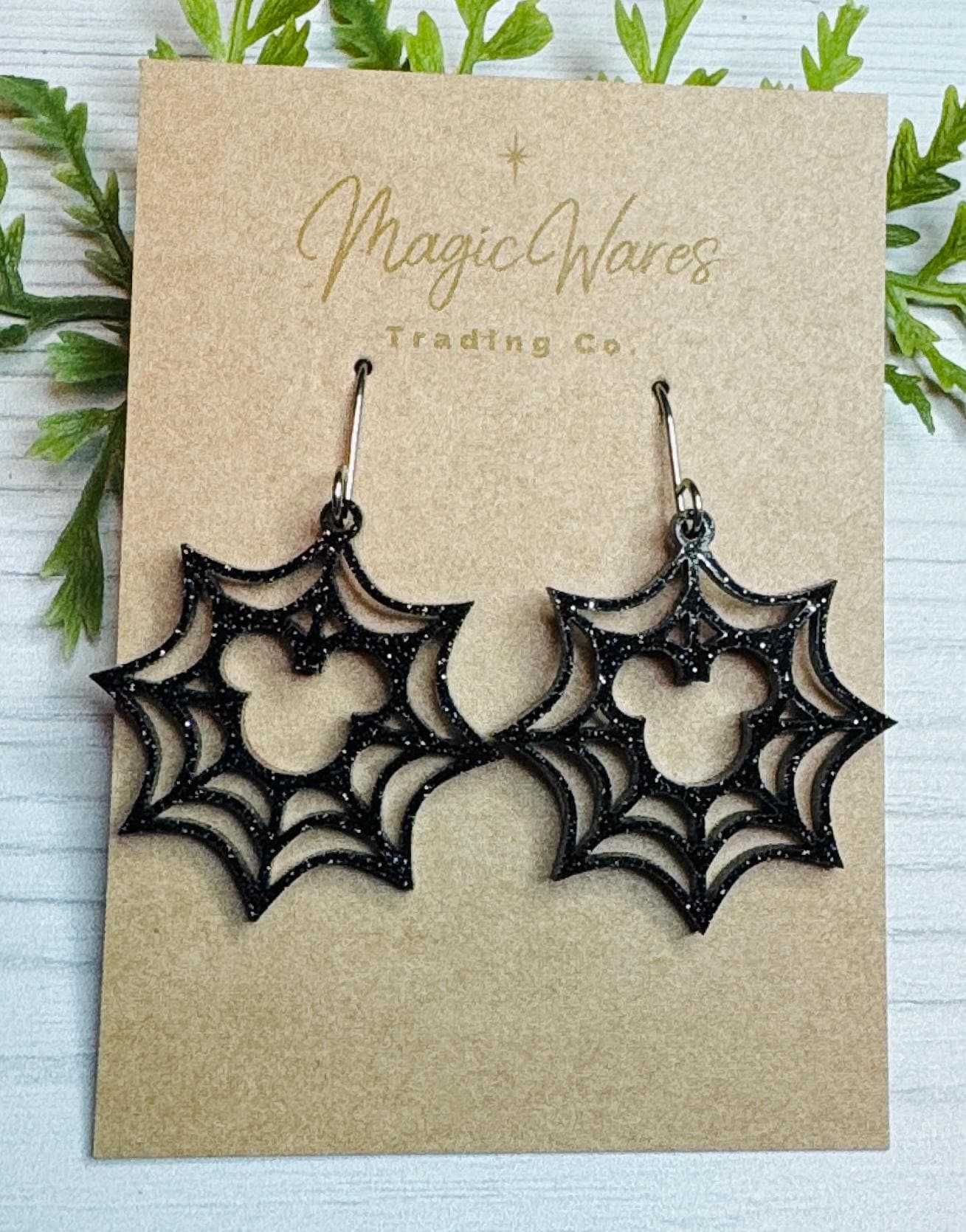 Spiderweb Mouse Laser Cut Acrylic Earrings, Black Glitter Acrylic Spiderweb Halloween Dangle Earrings Halloween Party Earrings