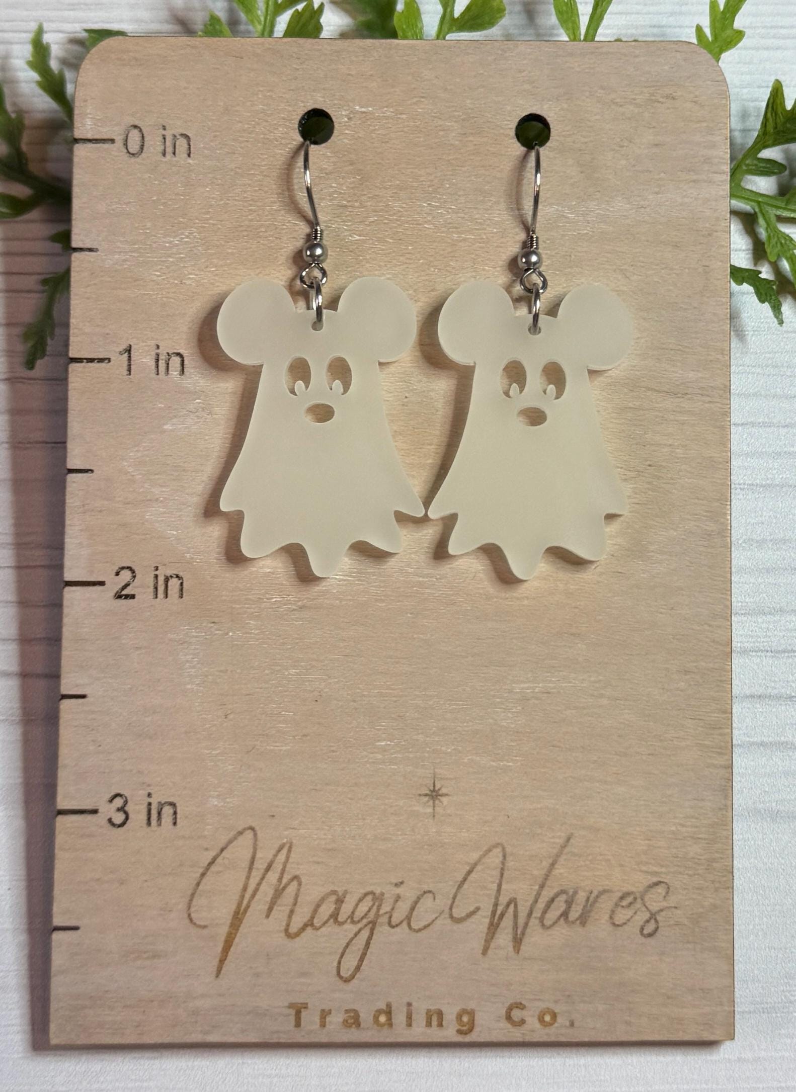 Glow in the Dark Spooky Ghost Mouse Dangle Earring, Glow Acrylic Earrings Halloween Earrings