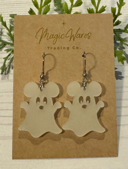 Glow in the Dark Haunting Ghost Mouse Dangle Earring, Glow Acrylic Earrings Halloween Earrings