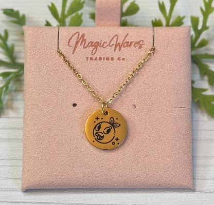 Florida Bird Engraved Stainless Steel Necklace, Laser Engraved Necklace, Epcot Inspired Flower and Garden Necklace, Personalized Jewelry