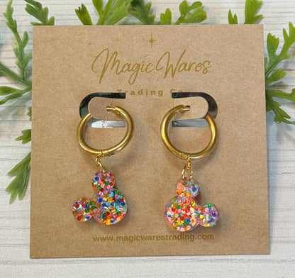 Confetti Glitter Huggie Hoops, Multi Color Glitter Small Hoop Earrings, Pierced Earlobe Glitter earrings, Birthday earrings, Gift for mom